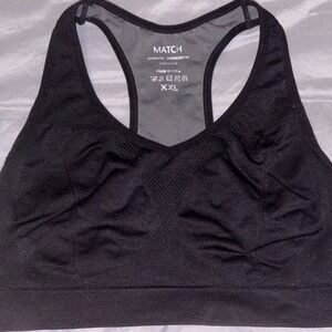 Match‎ Full Figure Plus Size Black Racerback Medium Impact Sports Bra, XXL